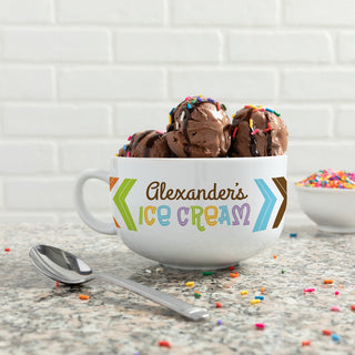 Retro Script Personalized Ice Cream Bowl With Handle