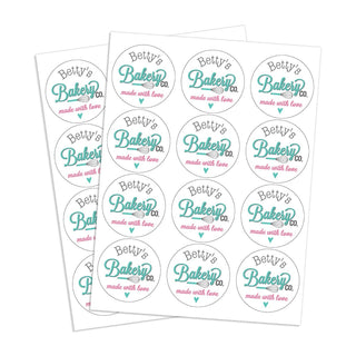 Bakery Co. Personalized Round Stickers - Set of 48