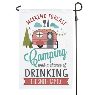 Camping With A Chance Of Drinking Personalized Garden Flag
