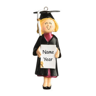 Blonde Female Graduate Personalized Ornament