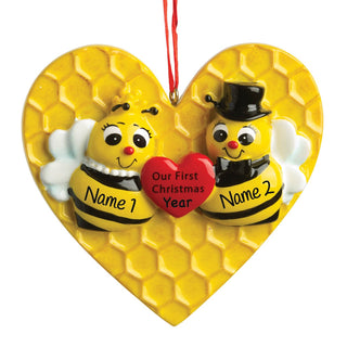 Our First Christmas Bee Couple Personalized Ornament