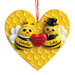 Our First Christmas Bee Couple Personalized Ornament