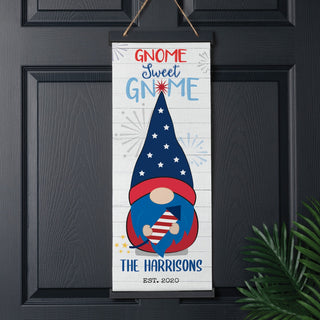 Patriotic Gnome Sweet Gnome Personalized Hanging Canvas
