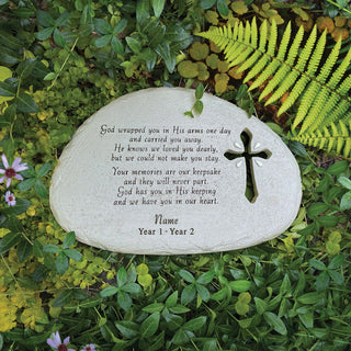 God Wrapped You in His Arms Personalized Memorial Garden Stone