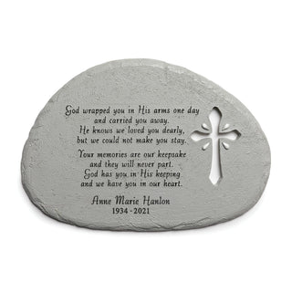 God Wrapped You in His Arms Personalized Memorial Garden Stone