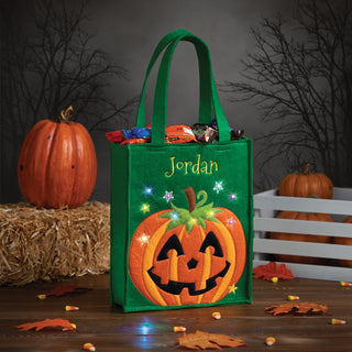 Happy Jack O Lantern Personalized LED Halloween Treat Bag