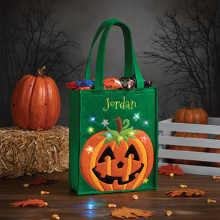 Happy Jack O Lantern Personalized LED Halloween Treat Bag 