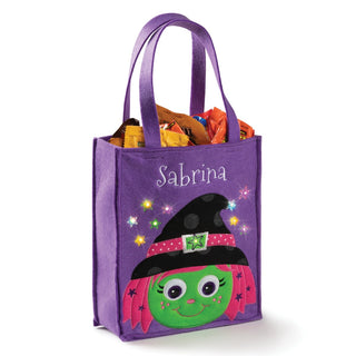 Happy Witch Face Personalized LED Halloween Treat Bag