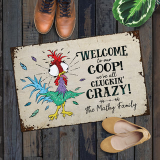 We're all Cluckin' Crazy Personalized Doormat - 18x27 Inch, 1/4" Thick