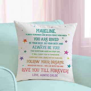 Love You 'Till Forever Rainbow Stars 14" Throw Pillow Cover