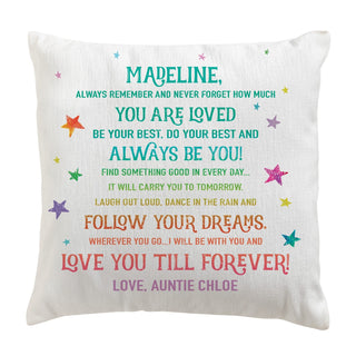 Love You 'Till Forever Rainbow Stars 14" Throw Pillow Cover