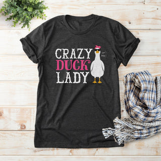 Crazy Duck Lady Adult Charcoal T-Shirt