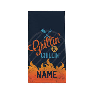 Grillin' & Chillin' Personalized Waffle Tea Towel