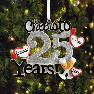 Cheers To 25 Years! Personalized Ornament