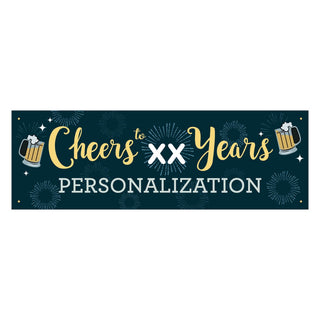 Cheers to Birthday Years Beer-Themed Personalized Banner