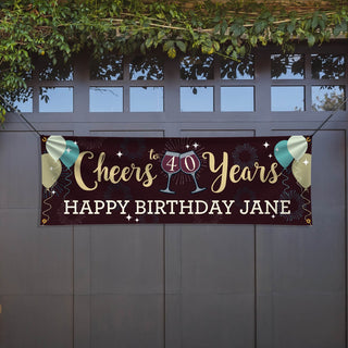 Cheers to Birthday Years Wine-Themed Personalized Banner