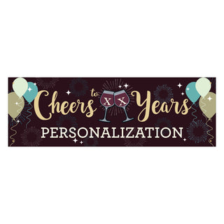 Cheers to Birthday Years Wine-Themed Personalized Banner