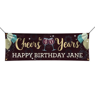 Cheers to Birthday Years Wine-Themed Personalized Banner