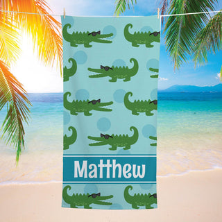 Cool Gator with Shades Personalized Beach Towel