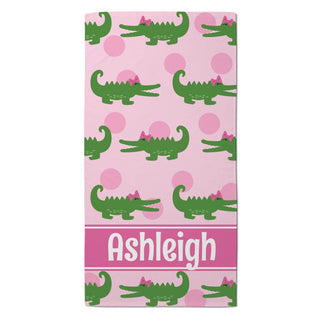 Sweet Gator with Bow Personalized Beach Towel