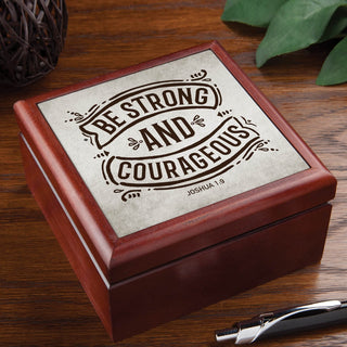 Be Strong and Courageous Tile Keepsake Box