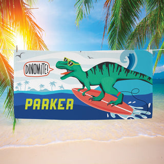 Dinomite! Skateboard T-Rex Personalized Beach Towel