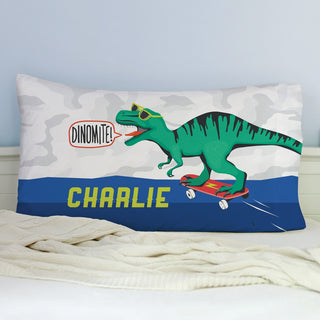 Dinomite! Skateboard T-Rex Personalized Pillowcase