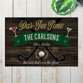 Golfer's Par-Tee Time Personalized Doormat - 18x27 Inch, 1/4" Thick
