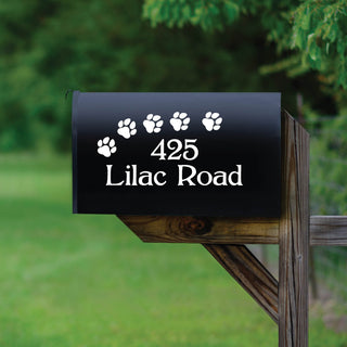 Paw Prints Personalized White Mailbox Decal