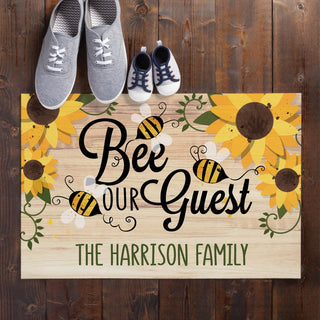 Bee Our Guest Personalized Doormat - 18x27 Inch, 1/4" Thick
