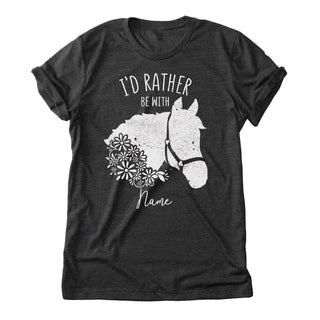 I'd Rather Be With My Horse Black T-Shirt