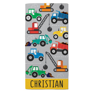 Colorful Construction Machinery Beach Towel