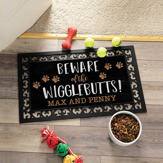 Beware of the Wigglebutts! Insert and Ornate Rubber Doormat Frame