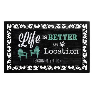 Life is Better Insert and Ornate Rubber Doormat Frame
