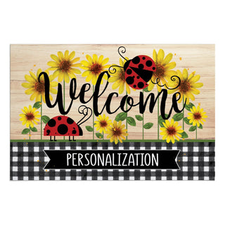 Welcome Ladybug and Sunflower Personalized Standard Doormat