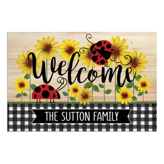 Welcome Ladybug and Sunflower Personalized Standard Doormat