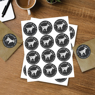 Floral Goat Return Address Round Stickers - Set of 48