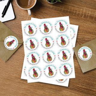 Chicken With Glasses Return Address Round Stickers - Set of 48