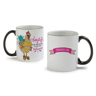 Be Comfortable Feathers White Coffee Mug with Black Rim and Handle-11oz