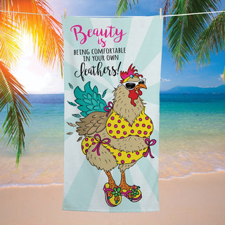 Be Comfortable in Your Own Feathers Beach Towel