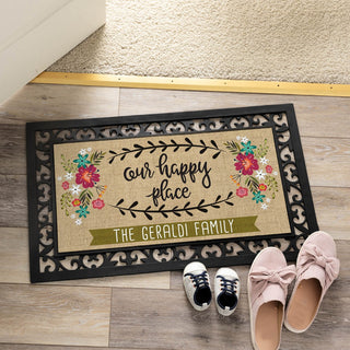 Our Happy Place Insert and Ornate Rubber Doormat Frame