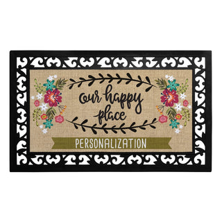 Our Happy Place Insert and Ornate Rubber Doormat Frame