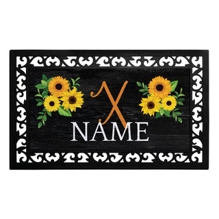 Sunflower Floral Insert and Ornate Rubber Doormat Frame