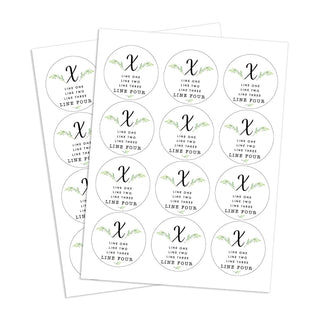 Ornate Initial and Green Leaves Personalized Address Labels - 48 count