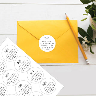 Our Initials Personalized Address Round Sticker - Set of 48