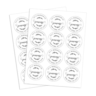 Elegant Script Personalized Address Round Sticker - Set of 48