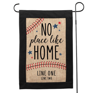 No Place Like Home Black Border Burlap Garden Flag