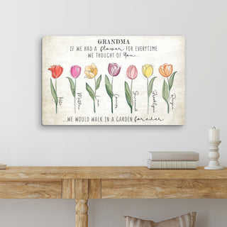 Flowers for Grandma personalized wall art with grandkids names personalized