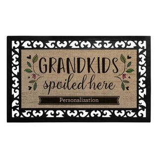 Grandkids Spoiled Here Insert and Ornate Rubber Doormat Frame
