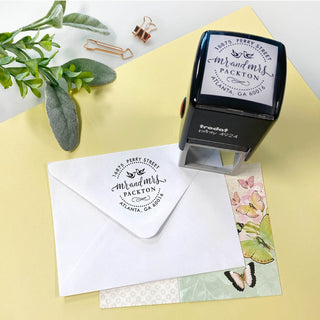Mr. And Mrs. Address Square Self-Inking Address Stamp